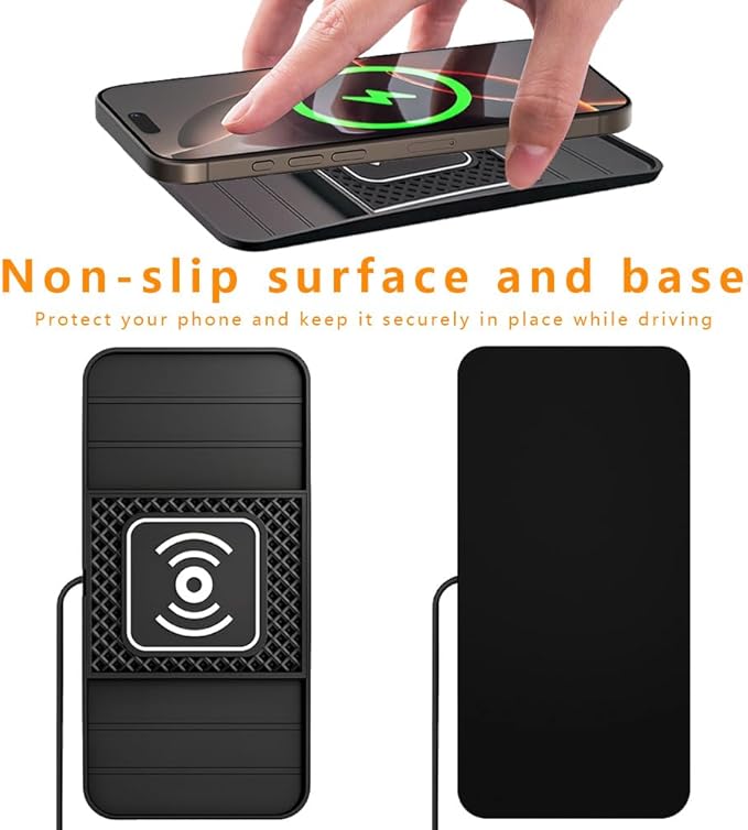 Wireless Charging Pad for Car for Mazda CX-50 2023-2026, DIY Trim-to-Fit Slim Non Slip Fast Charger Car Wireless Charging Pad 30CM Cable,A&30cm Type-C Plug Cable