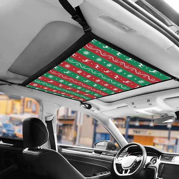 Deer Snowflake Print Auto Seat Storage Hanging Bag Multi-Purpose Seat Organizer for Vehicle Passenger Seat Organization and Storage One Size