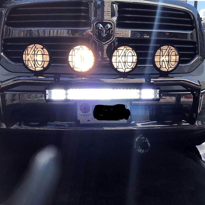 AUXTINGS 20 inch 288W LED Light Bar Triple Row Spot Flood Combo Beam Off Road Lights Waterproof Work Light with Wiring Harness for Jeep Trucks SUV ATV UTV Boat Lights, 12V 24V
