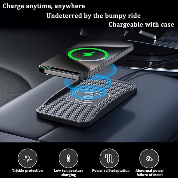 Wireless Car Charger Pad for Chevrolet Suburban 2000-2026, Type-C/USB 20W Car Wireless Charger Non-Slip Phone Charging Pad Car Accessories,A 30cm Cable Type-C Plug