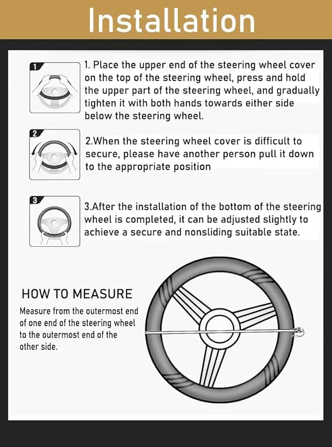 Wood Car Steering Wheel Cover Rubber Inner Ring All Car Universal Four Seasons Universal Thin Fiber Leather Anti-Slip 16 17 18 19inch for Truck (19inch, Black)