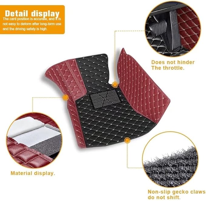 Custom Car Floor Mats for 96% Sedan SUV Sports Car Protection Full Coverage Pads Anti-Slip Leather Floor Lining All Weather Car Floor Mats (red Beige)