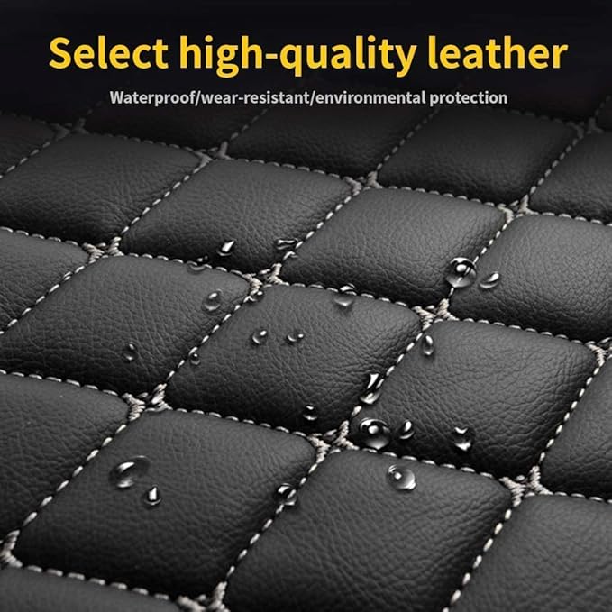 Custom Making Car Floor Mats for 90% Car Model Luxury Leather All Weather Waterproof Anti-Skid Full Coverage Liners (Black and Beige)