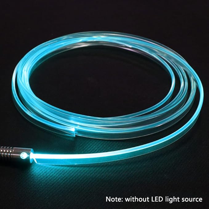 Super Bright MMA Plastic Optic Fiber Side Glow Unibody Band Edge Cable Car LED Illumination Optic Fiber Band Car Interior Atmosphere Lights (13.12ft)
