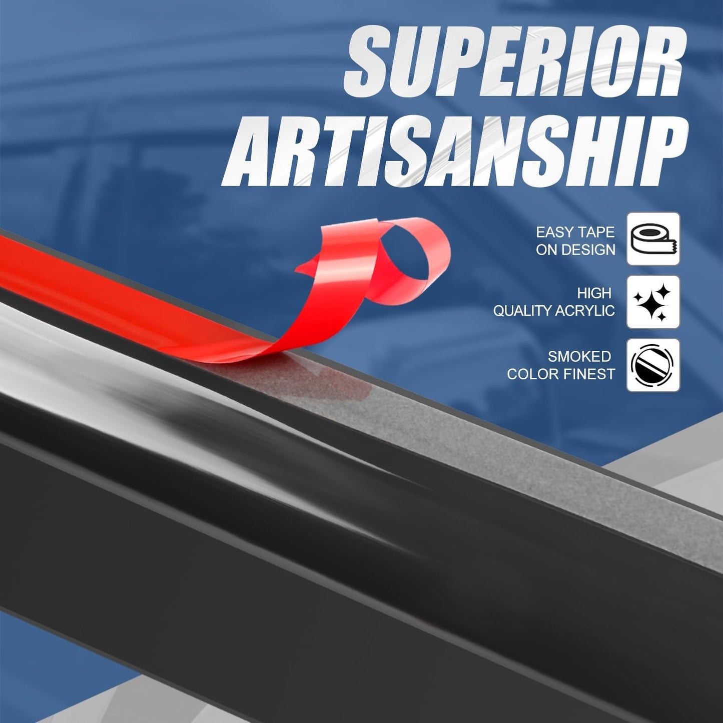 Auto Dynasty 2Pcs Carbon Fiber Pattern Window Visors Compatible with 1999-2007 Chevy Silverado GMC Sierra 1500 2500 3500 & Classic Standard Cab, Tape-On Window Deflectors Rain Guards, Glossy Black