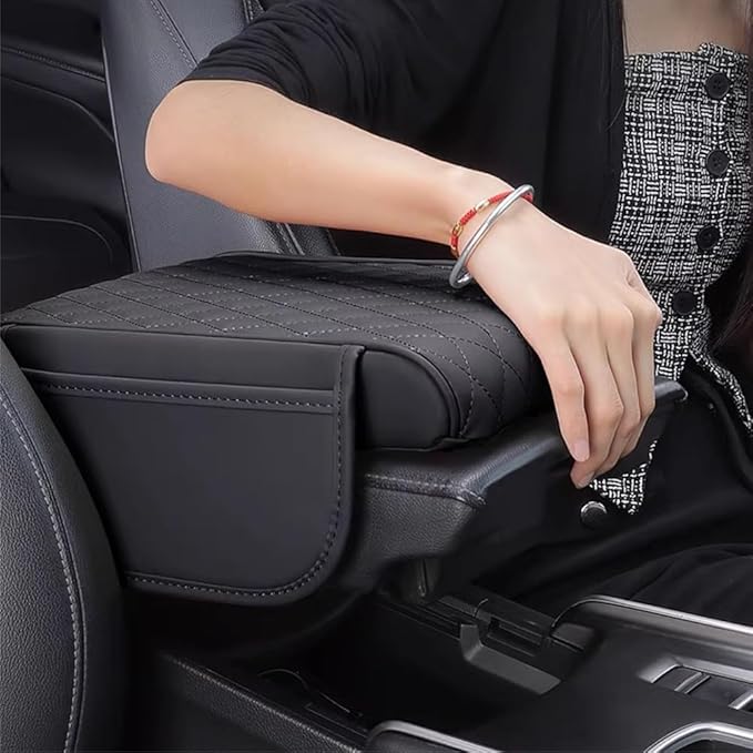 Car Armrest Pad for Lexus GX J150 J120 GX 460 400 GX OR Leather Armrest Box Mat Center Console Cushion Pad Universal Armrest Seat Box Cover Protector,Black, normal