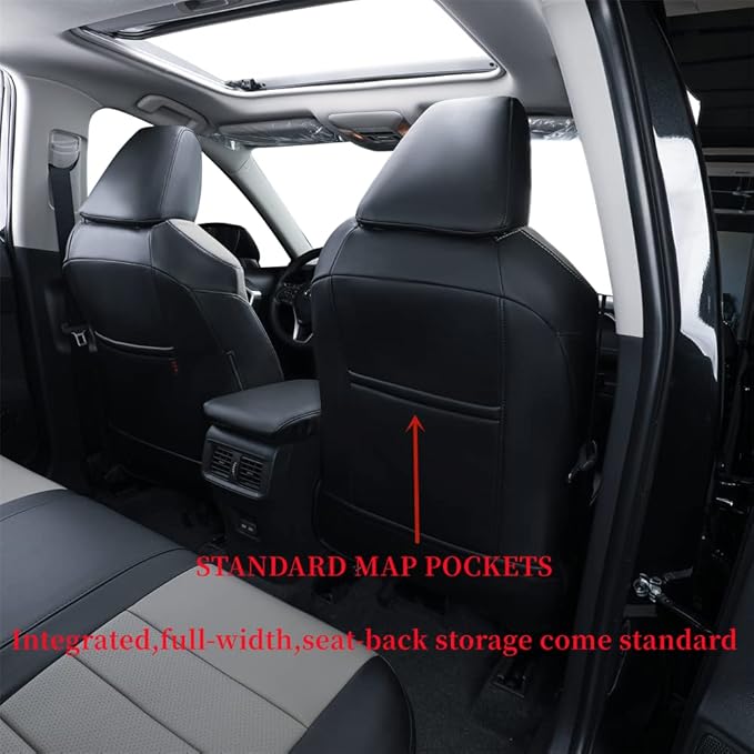 coverdream RAV4 PHEV Waterproof Leather Seat Covers Custom Fit for 2019-2025 Toyota RAV4 Hybrid XSE,Hybrid SE,Prime SE/XSE,Full Coverage,Airbag Compatible,Car Seat Protector (Full Set,Black/Gray)