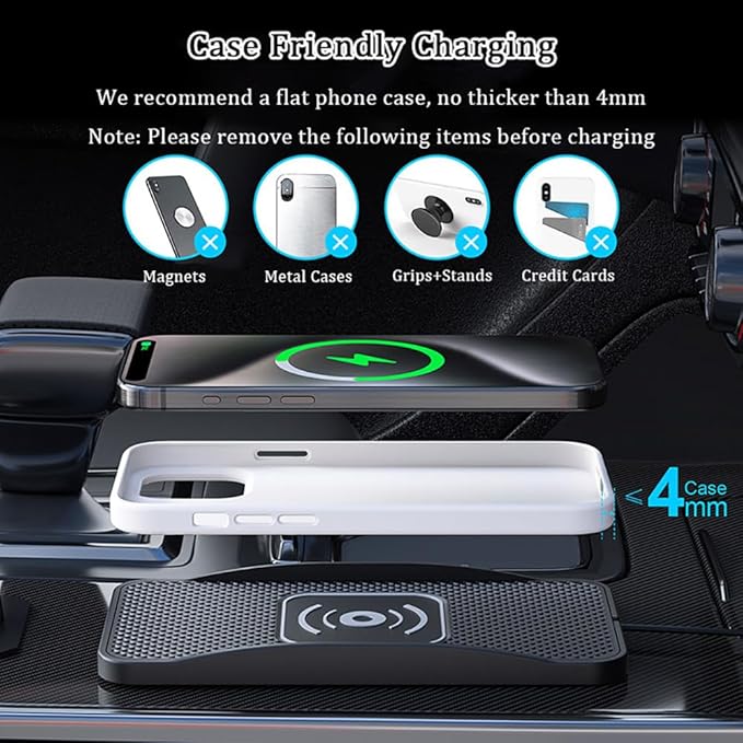 Wireless Car Charger Pad for Cadillac Escalade Lyriq Optiq VISTIQ 2000-2026, Type-C/USB 20W Car Wireless Charger Non-Slip Phone Charging Pad Car Accessories,B 30cm Cable USB Plug