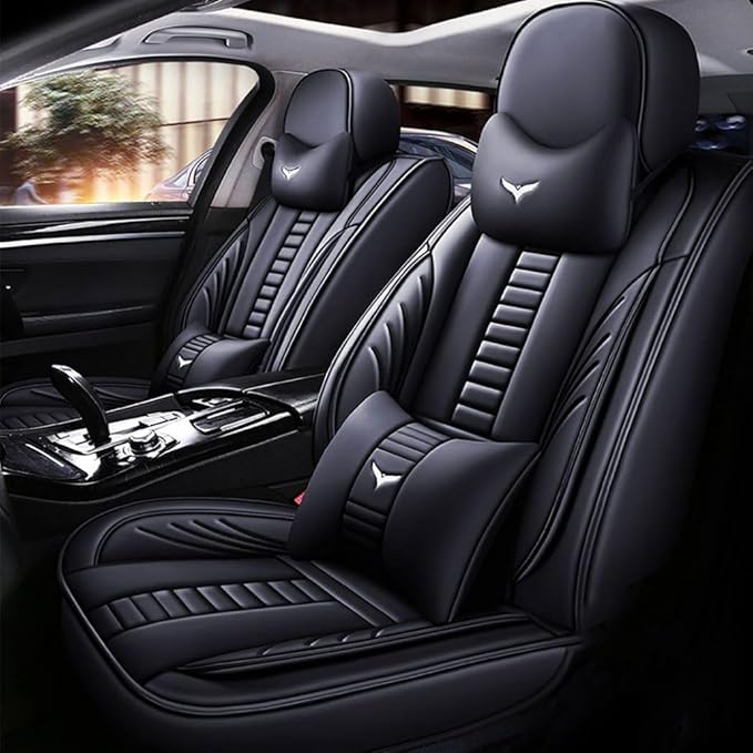 for Chevy Equinox Seat Covers 2005-2026, Full Coverage Customized Car Seat Covers, Premium Leather Waterproof Stain-Resistant Easy to Install (Luxury 2 Seats, Black)