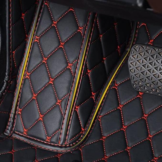 Custom Making Car Floor Mats Compatible with Audi BMW Mercedes-Benz Toyota Lexus Honda Infiniti Nissan Hyundai Kia All Models 2005-2026 (Black Red)
