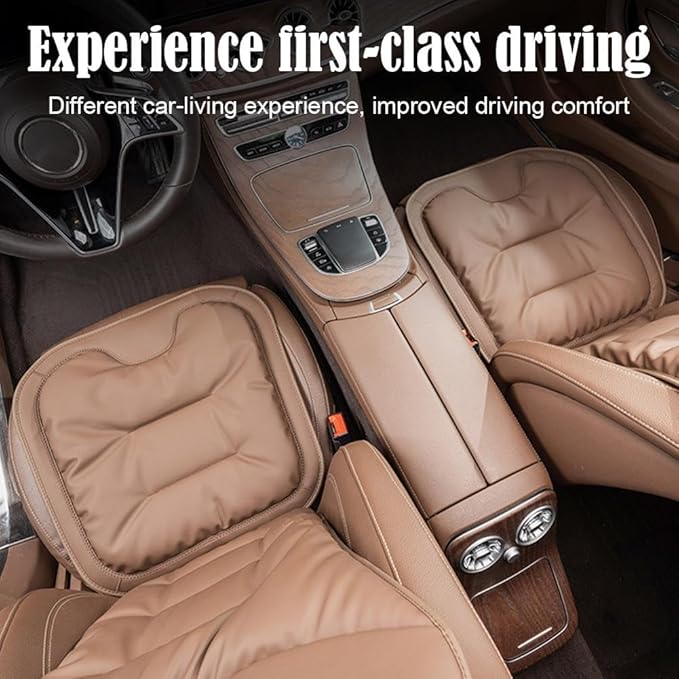 Skin-Friendly & Dirt-Repellent Leather Seat Cushions, 2026 Car Seat Cushion for Driving, 1.57" Thick Comfort Seat Protector, Universal Non-Slip Memory Foam Pad for Car (Black, Backrest Cushion)