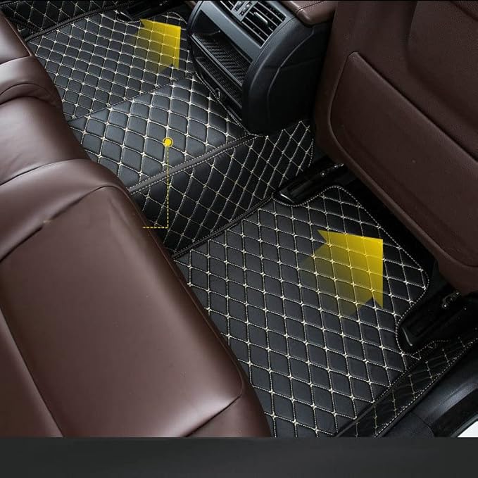 Custom Car Floor Mats Fit for 99% Sedan SUV Sports Car Full Coverage Pads Leather Floor Liners Mat Women Men (Black with red line)