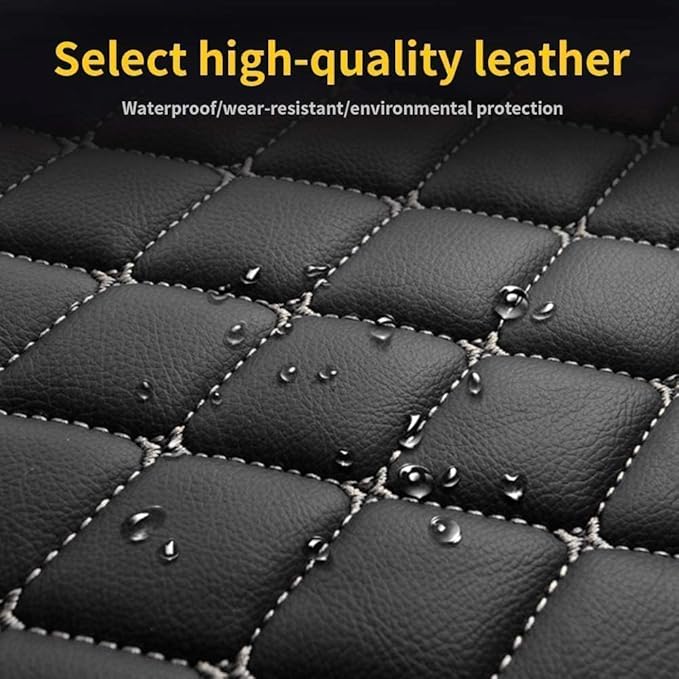 Custom Car Floor Mat Compatible with 97% Car Models Luxury Leather All Weather Waterproof Anti-Skid Full Coverage Car Mats (Black and red)
