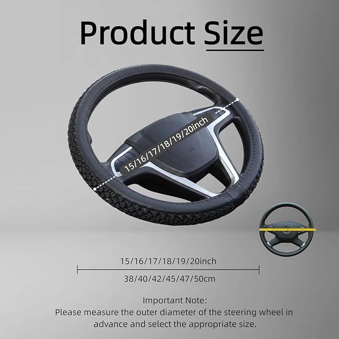 15" 16" 17" 18" 19" 20 Inch Ice Silk Ventilation Multi-Style Comfy Grip Steering Wheel Cover for Truck, Bus, Big Rig Trucker,SUV， Anti-Slip Design 16-20 Inch (White, 20 inch)