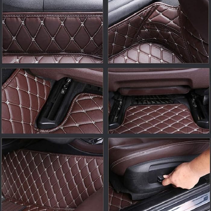 Customized Personalized car Floor mats, All-Weather Luxury car Floor mats, Waterproof and Anti Slip Leather car Floor mat Lining, 95% Customized car, Truck, and SUV Floor mats (Black Red)