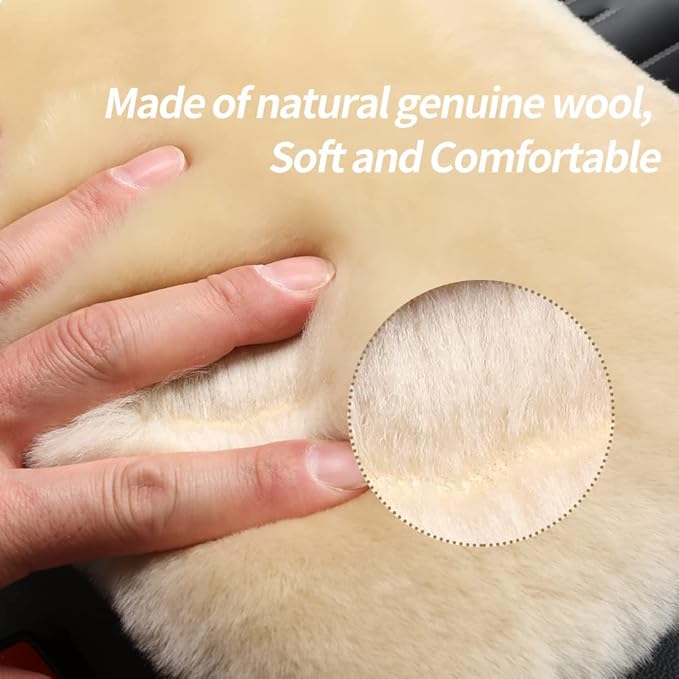 Sheepskin Armrest Cover Auto Center Armrest Cover Car Soft Console Pad, Fluffy Wool Auto Center Console Cover for Most Car Arm Rest Decoration Protector 7 x 13 Inch (Shearling, Pearl)