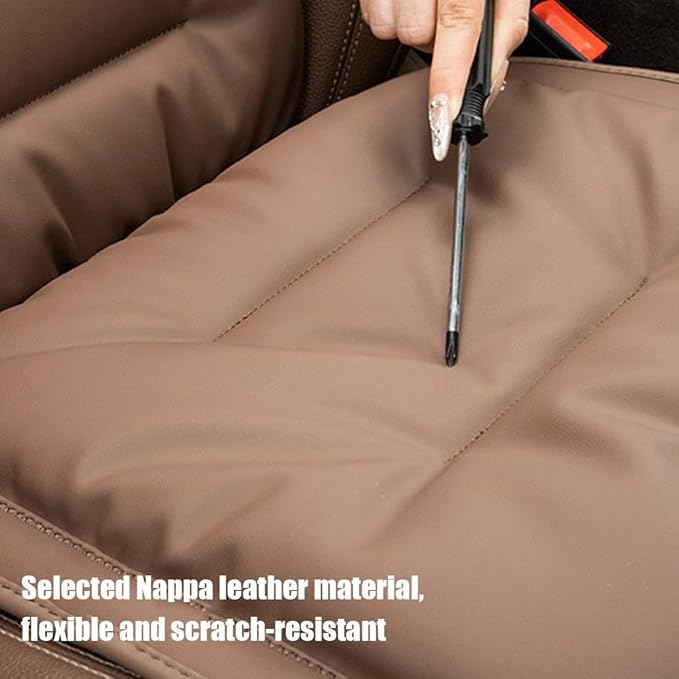 Car Seat Cushion, 2025 New Skin-Friendly Leather Seat Cushions, Skin-Friendly Leather Seat Cushions, Front Bottom and Rear Seat Cushions for Auto Office (Red 1set)