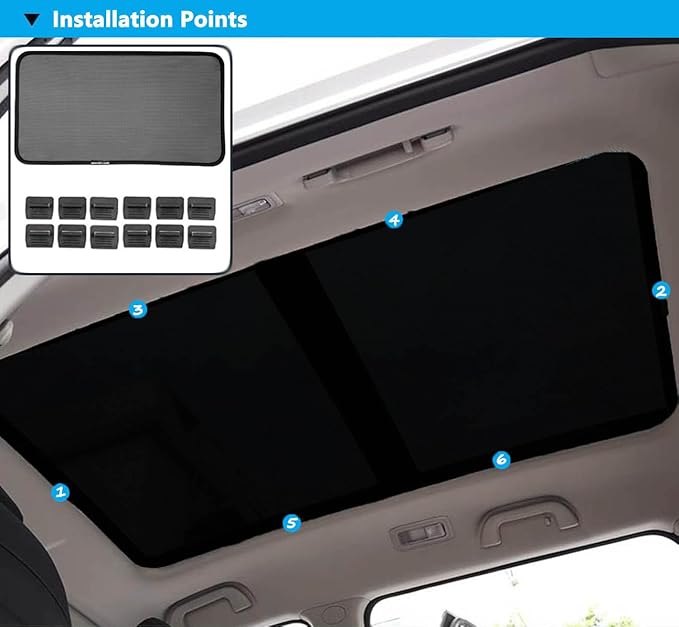 Car Sunroof Compatible with Tiguan 2016-2010 5-Door SUV, Foldable Glass Roof Sunshade with Storage Bag, Sunshade Roof Heat Insulation Sun Protection Roof Sunshade Interior Sunroof Shade