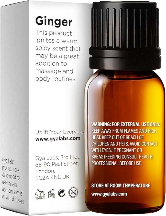 100% Pure Ginger Essential Oil - 0.34 Fl Oz - Ginger Oil for Hair, Skin, Diffuser, Aromatherapy & DIY Candle Making Scent