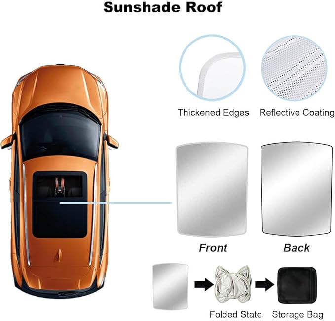 Car Sunroof Compatible with Tiguan 2016-2010 5-Door SUV, Foldable Glass Roof Sunshade with Storage Bag, Sunshade Roof Heat Insulation Sun Protection Roof Sunshade Interior Sunroof Shade
