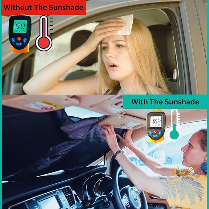 Windshield Sun Shade -Certified 99.87% UVB & 99.02% UVA Car Sun Shade. Award Winning Sunshade - Patented Technology | Compatible for Lincoln MKS (2009-2016) | Car Shades by Kinder Fluff