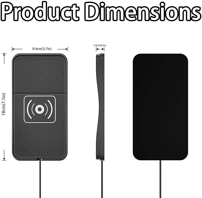 Car Wireless Charger Pad for Audi A7 2012-2025, Fast Car Wireless Charging Pad for Car Center Console, Non Slip Charging Mat,1M-Type C