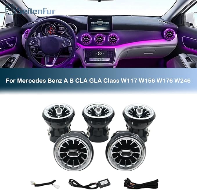 12 Colors Air Vent LED Ambient Light Atmosphere Lamp For Mercedes Benz W246 B-Class