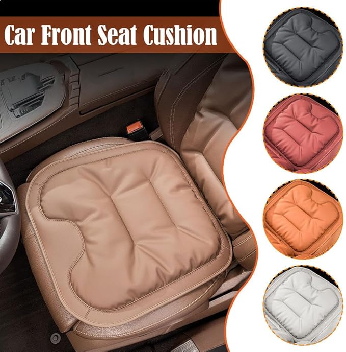 Car Seat Cushion, 2025 New Skin-Friendly Leather Seat Cushions, Skin-Friendly Leather Seat Cushions, Front Bottom and Rear Seat Cushions for Auto Office (Red 1set)