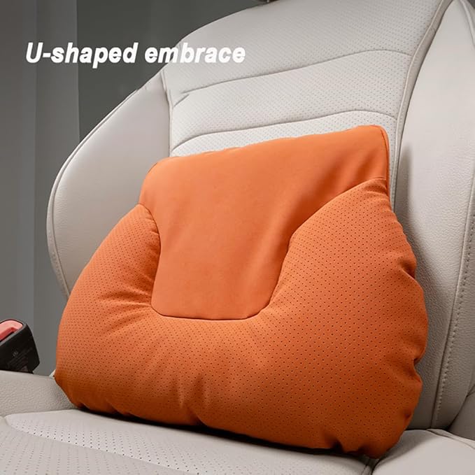 Car Neck Pillow Set for Honda Civic Si 2017 2018 2019 2020 2021 2022 2023 2024 2025, Leather Car Headrest Lumbar Support Waist Backrest Head Support Cushion,Black
