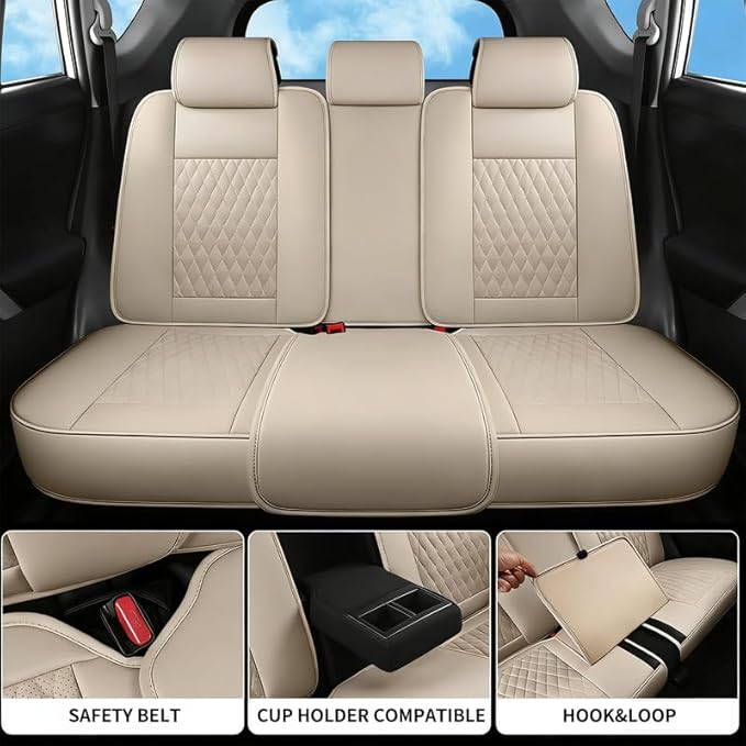 Car Seat Covers Full Set Custom Fit for Chevrolet/Chevy Trax 2015-2026 - Premium Faux Leather with Lumbar Support | Breathable, Waterproof, Anti-Slip, Durable (Beige,Full Set)