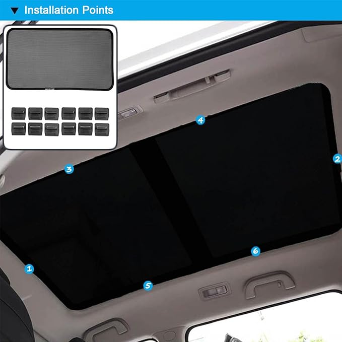 Glass Roof Sun Shade Compatible with Tiguan Accessories 2010-2017, Foldable One-Piece Sunshade Roof, Heat Insulation Sun UV Protection Car Sunroof Sunshade