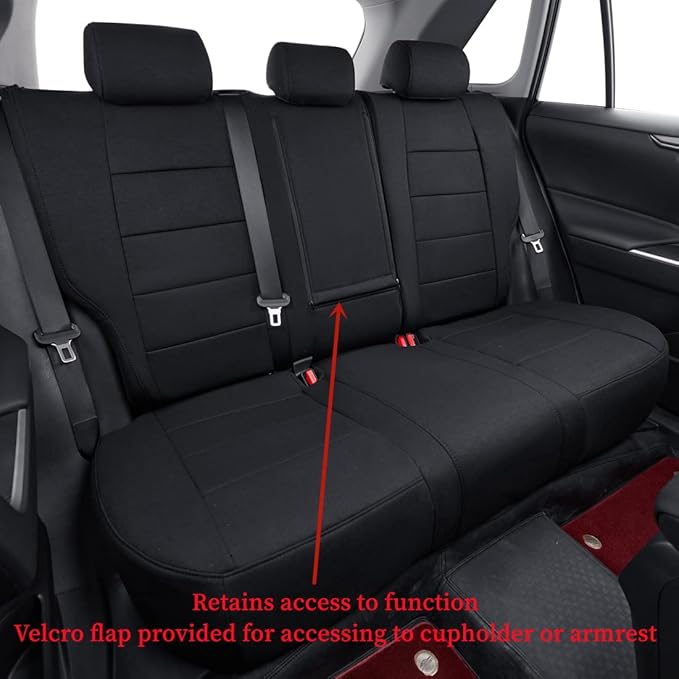 coverdream RAV4 PHEV Seat Covers Custom Fit for 2019-2024 2025 Toyota RAV4 Hybrid XSE,Hybrid SE,Prime SE/XSE,Full Coverage,Airbag Compatible,Polyester Car Seat Protector (Full Set,Black)