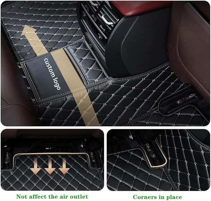 Custom Personalized Floor Mats for Cars - Luxury Full Coverage All Weather Mats, Anti-Slip Leather Mat Set, Fit for 99% of Cars, SUVs & Trucks (Brown, A-Diamond)