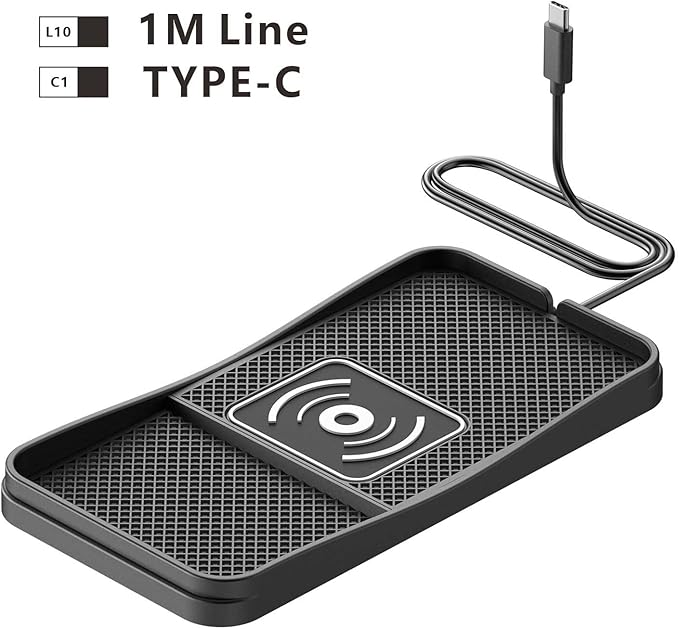 Car Wireless Charger Pad for Honda Element 2003-2011, Fast Car Wireless Charging Pad for Car Center Console, Non Slip Charging Mat,1M-Type C