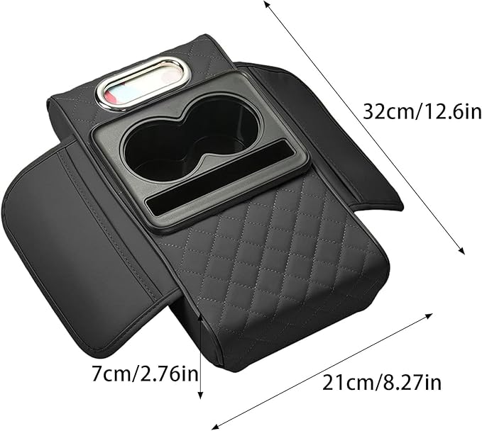 Car Center Console Cover for Hyundai Tucson 2021-2024, Leather Armrest Cushion Protector Pad with Tissue Box Holder Storage Pockets Cup Holder Phone Slot, G/Orange