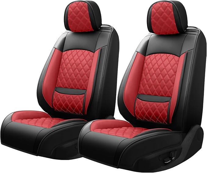 Fit for Equus Seat Covers Compatible with Hyundai Equus 2011-2016 - Waterproof Breathable Leather Automotive Seat Cushions Protector,Airbag Compatible,Only 2 Front seat Covers(Red)