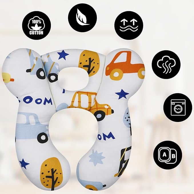 Baby Travel Pillow, Upgrade U-Shape Infant Pillow for Car Seat Pushchair and Stroller, Soft Comfortable Sleep Cushion for Kids Newborn and Toddler -Car White