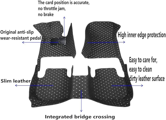 KaiLaiCarCustom Automotive Car Floor Mats for 99.99% Sedan SUV Sports Car Men Women Protection Full Coverage Pads Anti-Slip Leather Floor Lining (Green+Black Beige, C- Diamond Double Spelling)