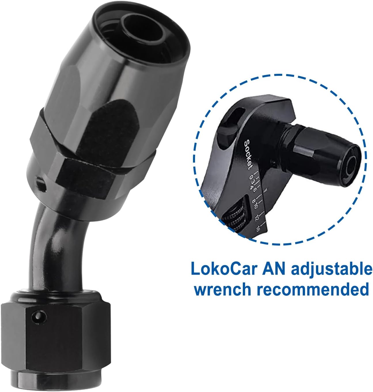 LokoCar 10AN Hose End Fitting 45 Degree Swivel For CPE Braided Hose Black 2Pcs
