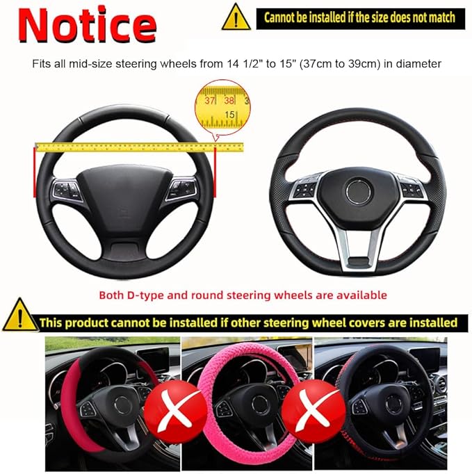 Hiflyer Car Steering Wheel Cover Women & Men, Universal 14.5-15 Inch Steering Wheel Covers, Soft Microfiber Car Wheel Cover Car Stuff Car Accessories Interior (Violet)