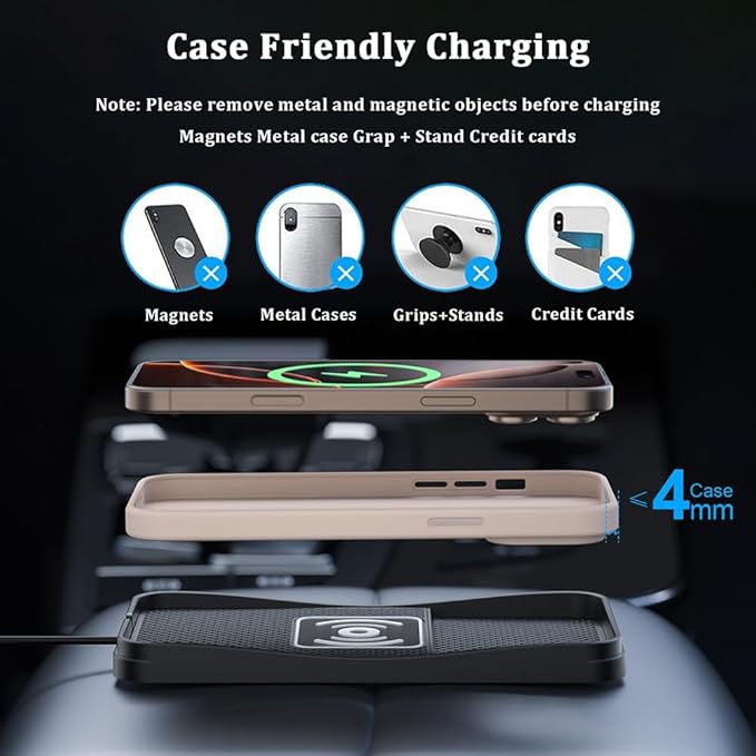Car Wireless Charger Pad for Acura ILX 2013-2022, Type-C/USB 20W Fast Wireless Car Charger Pad Non-Slip Cordless Charging Mat,B-30cm Cable USB Plug