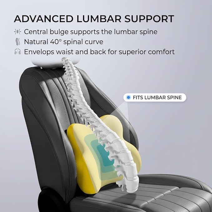 Car Headrest Pillow & Lumbar for Audi RS Q3 Sportback F3 SUV Coupe 2019-2024, Car Seat Neck Pillow Back Support, Breathable All-Season Automotive Seat Cushions, 2PCS,C Dual Gray