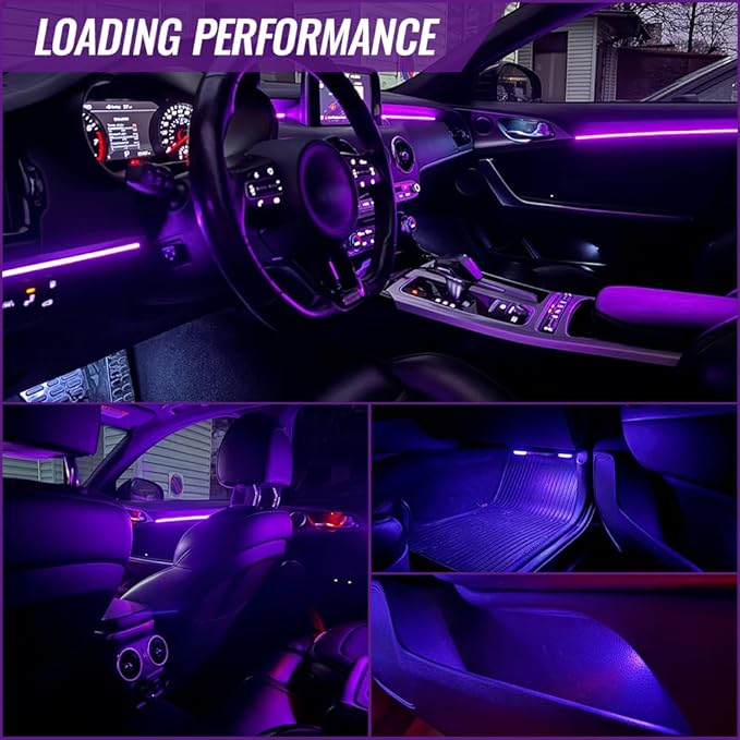 Acrylic Ambient Lighting Car Interior, 6 in 1 Dream Color Acrylic Led Strips Fiber Optic Lights with APP USB Hub, 16 Million Colors 187 Inches Flexible Neon Music Sync Emotion Glow Light for Car Dash