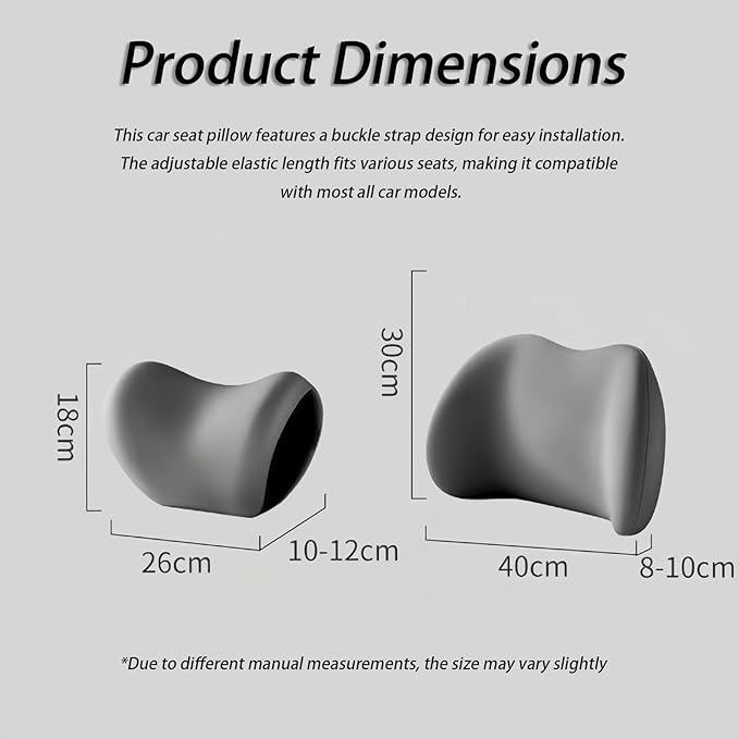 Car Lumbar Support Pillow and Car Neck Pillow Kit for Peugeot 2008 / E-2008 2013-2021 2022 2023 2024 2025 2026, Car Seat Neck Back Rest Pillows, Ergonomic Car Seat Headrest & Lumbar Cushion