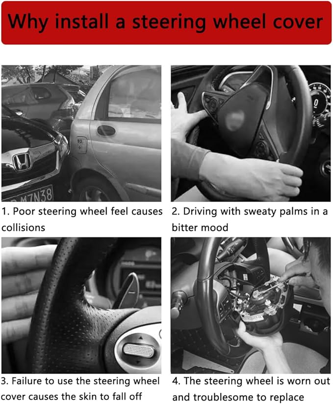 Steering Wheel Cover, Car Silicone Steering Wheel Protector, Anti-Slip Soft Odorless Wheel Covers, Universal 14-15 Inch Steering Wheel, Automotive Interior Accessories (Black)