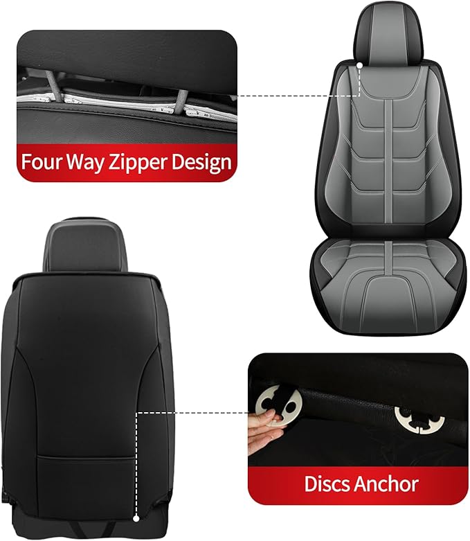 TTX LIGHTING Car Seat Covers fit for Jeep Compass 2012-2026 Full Set: Premium Leather Automotive Seat Cover with Airbag Compatible Waterproof (5 Seats, Black & Gray)