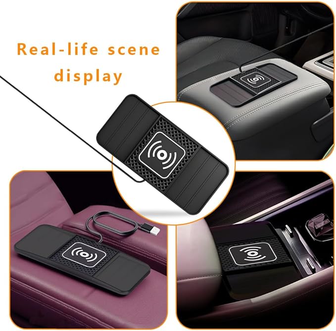 Wireless Charging Pad for Car for Chevrolet Trailblazer 2002-2009 2021-2026, DIY Trim-to-Fit Slim Non Slip Fast Charger Car Wireless Charging Pad 30CM Cable,B 30cm USB Plug Cable