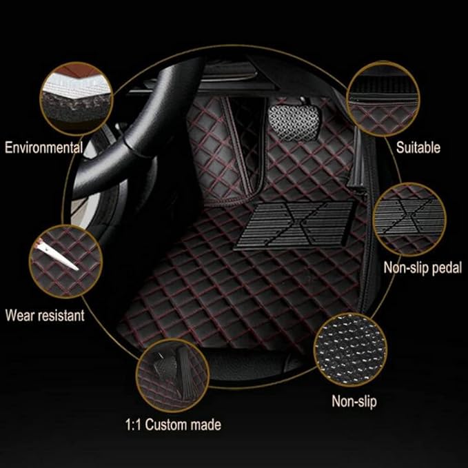 Customize Making Car Floor Mats for 99.99% Sedan SUV Pickup Truck Full Coverage Men Women Cute Leather Protection Pads Non-Slip Floor Liners (Beige)