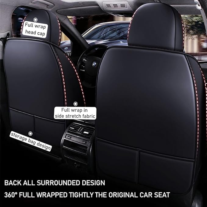 for Toyota CHR Seat Covers 2018-2026, Full Coverage Customized Car Seat Covers, Premium Leather Waterproof Stain-Resistant Easy to Install (Standard 2 Seats, Black)