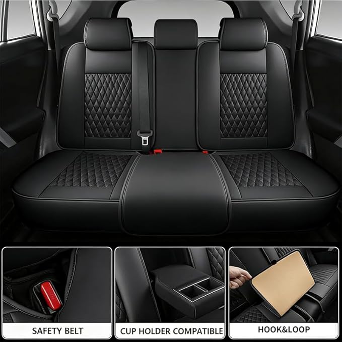 Car Seat Covers Full Set Custom Fit for Chevrolet/Chevy HHR 2006-2011 - Premium Faux Leather with Lumbar Support | Breathable, Waterproof, Anti-Slip, Durable (Black,Full Set)